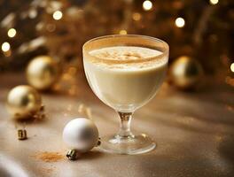 ai gegenereerd Kerstmis traditioneel drinken Advocaat dienen Aan de tafel foto