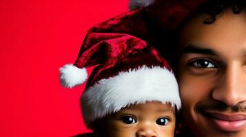 ai gegenereerd een Mens en baby vieren Kerstmis foto