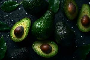 ai gegenereerd vers tropisch avocado fruit dichtbij omhoog mooi zo voor achtergrond. neurale netwerk ai gegenereerd foto