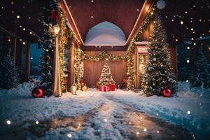 ai gegenereerd mooi hoor groet vrolijk Kerstmis en gelukkig nieuw jaar viering behang foto