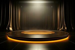 ai gegenereerd abstract luxe donker goud platform podium voor Product presentatie foto