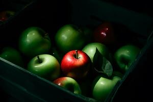 ai gegenereerd veel van groen en rood appels achtergrond. neurale netwerk ai gegenereerd foto