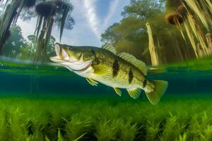 ai gegenereerd groot Largemouth bas vis. neurale netwerk ai gegenereerd foto