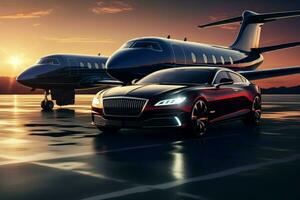 ai gegenereerd luxe auto privaat Jet. genereren ai foto