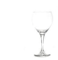 leeg helder wijnglas geïsoleerd op wit met foto
