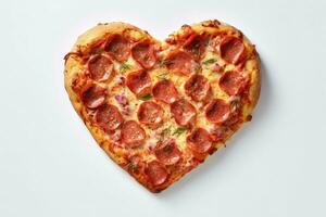ai gegenereerd grillig hart vormig pizza. genereren ai foto