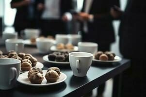 ai gegenereerd koffie breken buffet conferentie. genereren ai foto