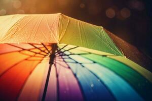 ai gegenereerd regenboog Open kleurrijk paraplu. genereren ai foto