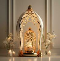 ai gegenereerd Arabisch lamp uitstralend warmte en elegantie, eid en Ramadan afbeeldingen foto