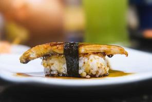 Japanse paling gegrild of unagi sushi. foto