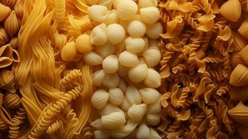 ai gegenereerd kleurrijk geassorteerd pasta foto