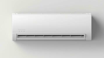 ai gegenereerd lucht conditioner integreren Aan muur van leven kamer. foto