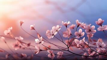 ai gegenereerd geel roze zacht kleur herfst bloem wazig achtergrond foto