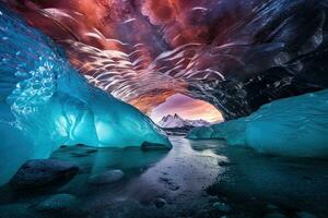 ai gegenereerd ijsbergen in gletsjer lagune, jokulsarlon, IJsland, ai gegenereerd foto