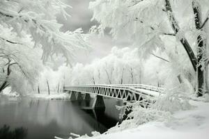 ai gegenereerd besneeuwd bruggen - generatief ai foto