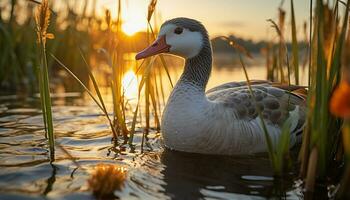 ai gegenereerd eendje schaafwonden Aan weide, reflecterend schoonheid van natuur gegenereerd door ai foto