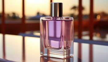 ai gegenereerd luxe parfum fles weerspiegelt elegantie en vrouwelijkheid gegenereerd door ai foto
