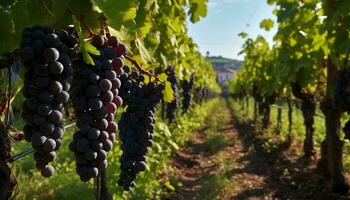 ai gegenereerd druif wijngaard, natuur fruit, wijnmakerij oogsten vers wijn gegenereerd door ai foto