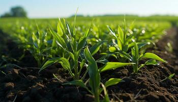 ai gegenereerd vers groen planten toenemen in de buitenshuis gegenereerd door ai foto