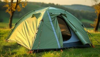 ai gegenereerd camping in natuur, een rustig avontuur wacht gegenereerd door ai foto