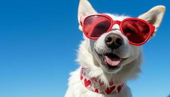 ai gegenereerd schattig puppy vervelend zonnebril geniet de zomer zon gegenereerd door ai foto