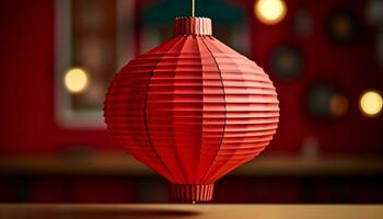 ai gegenereerd gloeiend lantaarns verlichten een modern Chinese viering gegenereerd door ai foto