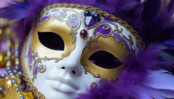ai gegenereerd gevederde masker brengt elegantie en mysterie naar viering gegenereerd door ai foto