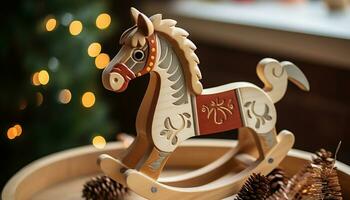 ai gegenereerd schommelen paard speelgoed, een geschenk van kinderjaren vreugde gegenereerd door ai foto