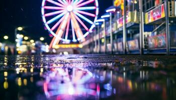 ai gegenereerd levendig stad lichten vervagen in de nacht lucht gegenereerd door ai foto