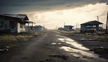 ai gegenereerd verlaten hut in landelijk Afrika, armoede en sloppenwijk gegenereerd door ai foto