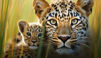 ai gegenereerd tijger staren, gestreept vacht, wild schoonheid in natuur gegenereerd door ai foto