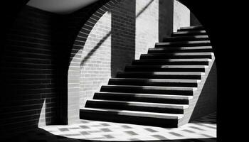 ai gegenereerd abstract modern trappenhuis ontwerp met zwart en wit patroon gegenereerd door ai foto