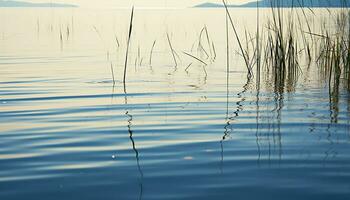 ai gegenereerd rustig tafereel van blauw water weerspiegelt natuur schoonheid gegenereerd door ai foto