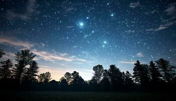 ai gegenereerd silhouet van boom in sterrenhemel nacht lucht gegenereerd door ai foto