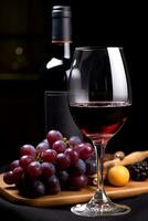ai gegenereerd druif, alcohol, wijn, fruit, drankje, voedsel, tafel, glas, gegenereerd door ai foto
