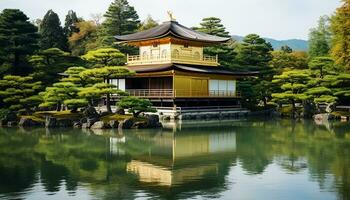 ai gegenereerd rustig tafereel van een beroemd Japans pagode, gegenereerd door ai foto
