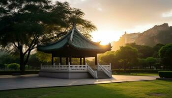 ai gegenereerd oude pagode staat hoog, maat Peking's geschiedenis, gegenereerd door ai foto