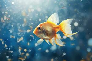 ai gegenereerd goudvis in de aquarium mooi onderwater, de tank is gevulde met mooi en kleurrijk klein vis dat zijn zwemmen in de omgeving van, ai gegenereerd foto