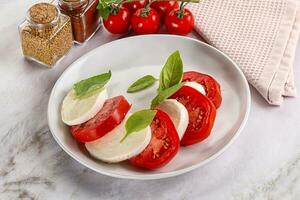 Italiaans caprese salade met Mozzarella foto