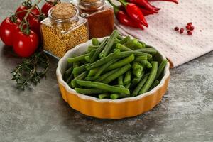 veganistisch keuken - gekookt groen Boon foto