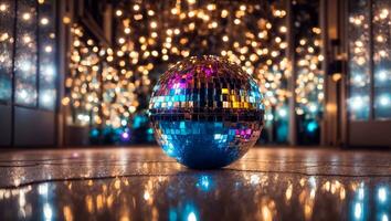 ai gegenereerd mooi gekleurde disco bal detailopname foto