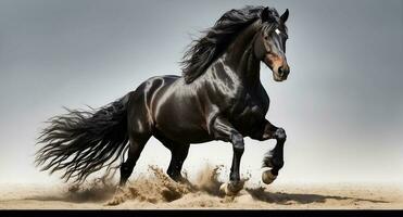 ai gegenereerd prachtig donker paard Aan een licht achtergrond foto