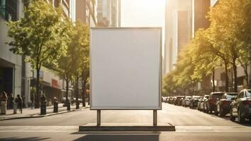 ai gegenereerd blanco reclame banier Aan de dag straat foto