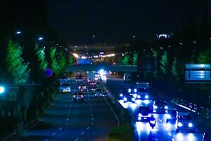 een nacht verkeer jam Bij de downtown straat in takashimadaira tokyo telefoto schot foto