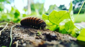 ai gegenereerd foto van rups- Aan een grond. generatief ai