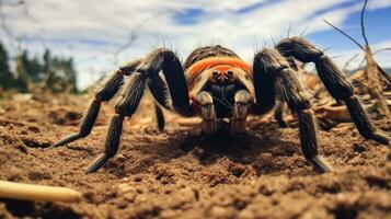 ai gegenereerd foto van tarantula Aan een grond. generatief ai