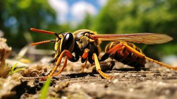 ai gegenereerd foto van Bladwesp Aan een grond. generatief ai