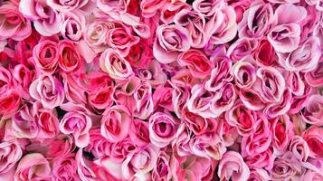dichtbij omhoog visie van roze kunstmatig roos bloemen foto