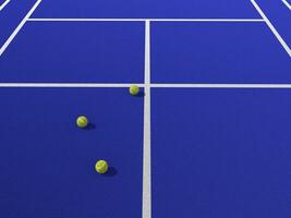 peddelen tennis bal Aan een blauw peddelen tennis rechtbank. racket sport- foto