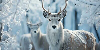 ai gegenereerd hert in winter seizoen foto